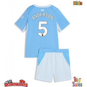Manchester City Elliot Anderson #5 Replica Home Stadium Kit for Kids 2026-27 Short Sleeve (+ pants)